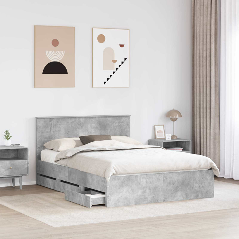 Bed, European Kingsize (160 x 200 cm), Concrete Grey