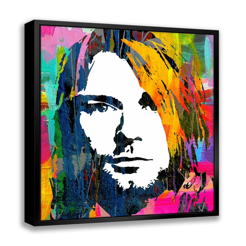 Kurt Nirvana Pop Art-Giclee on Canvas with Float Frame Vertical, 16" H x 13" W