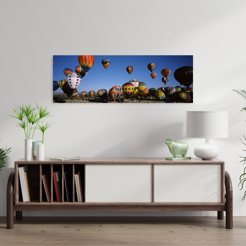 Hot air balloons floating in sky Albuquerque International Balloon Fiesta Albuquerque Bernalillo County New Mexico USA 1 Piece Wrapped Canvas Panoramic Wall Art