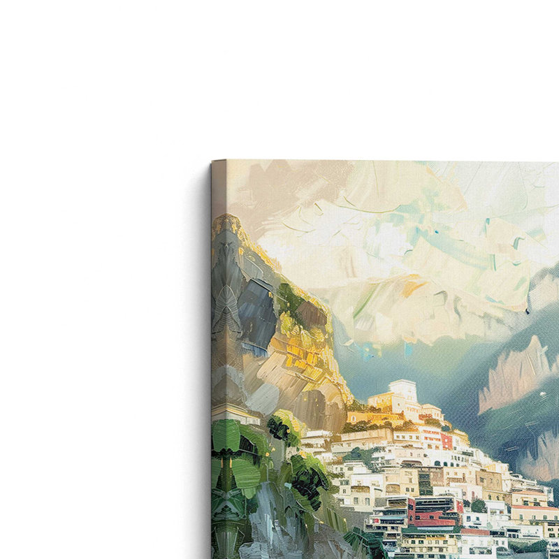 «Positano Beachfront Idyll on Canvas» par Azure Artisanal Studio, reproduction, Toile tendue, H 30 po x l 20 po, Sans cadre