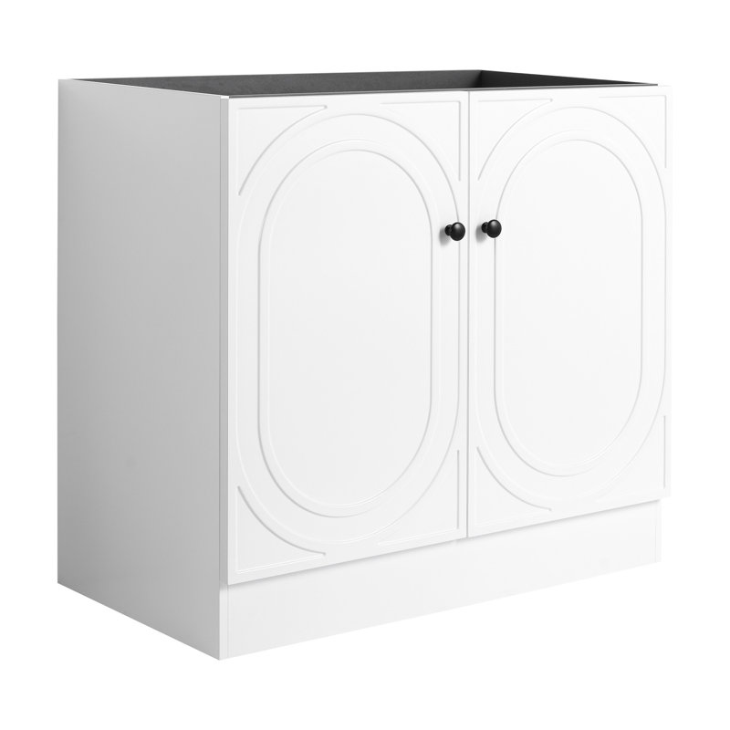 Meuble-lavabo autoportant 36 po - Contreplaqué blanc avec portes à fermeture douce, Blanc, 36"