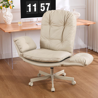 Criss Cross Chair with armrest,Cross Legged Chair with wheels by Latitude Run