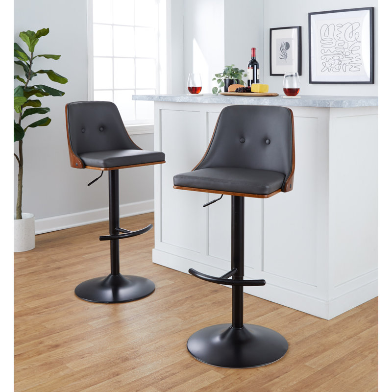 Tabouret de bar Archaimbaud, Noir / noyer, Gris