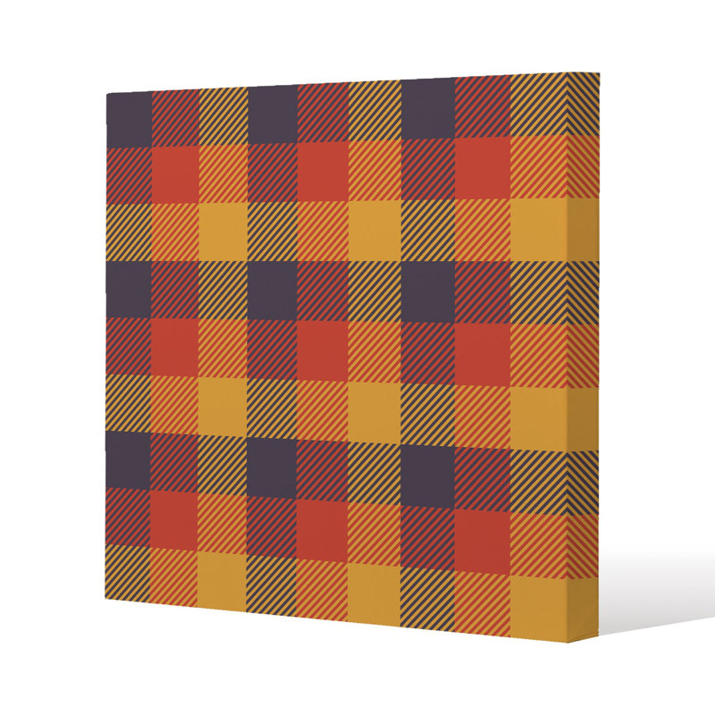 Check Pattern Slim Style Canvas Print , 15mm Slim Real wood., 20cm H x 20cm W