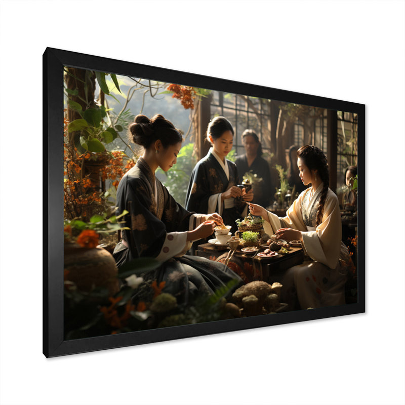 Asian Art Harmony in Tea VI - reproduction d'art, Cadre photo noir, H 16 po x l 32 po x P 1 po