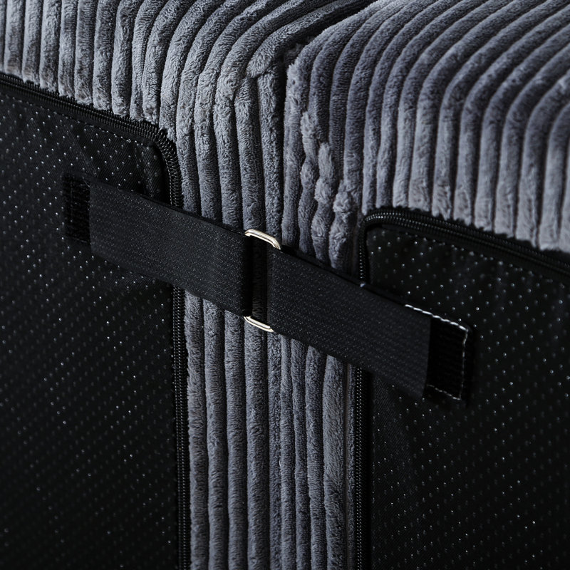Canapé modulaire gris en forme de U modulaire avec velours côtelé gris, sans assemblage, idéal pour les siestes