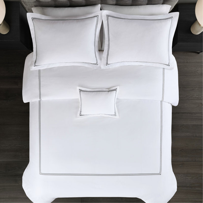 Édredon double / grand avec coton 500Tc et oreiller double brodé