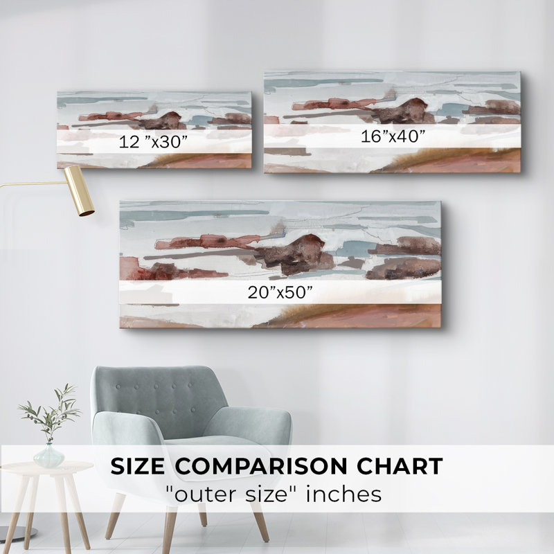 Coastal Calm Shores II - Toile tendue avec châssis - Prêt à accrocher, H 12 po x l 30 po