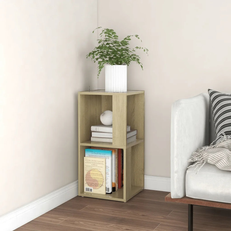 33cm W Corner Bookcase, 2 Shelves (67cmH x 33cmW x 33cmD), Sonoma Oak