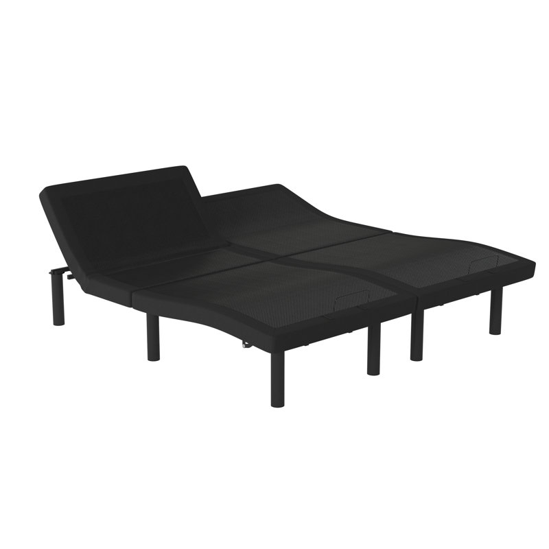 Base de lit rembourrée réglable avec télécommande sans fil Overton, Très grand divisé
