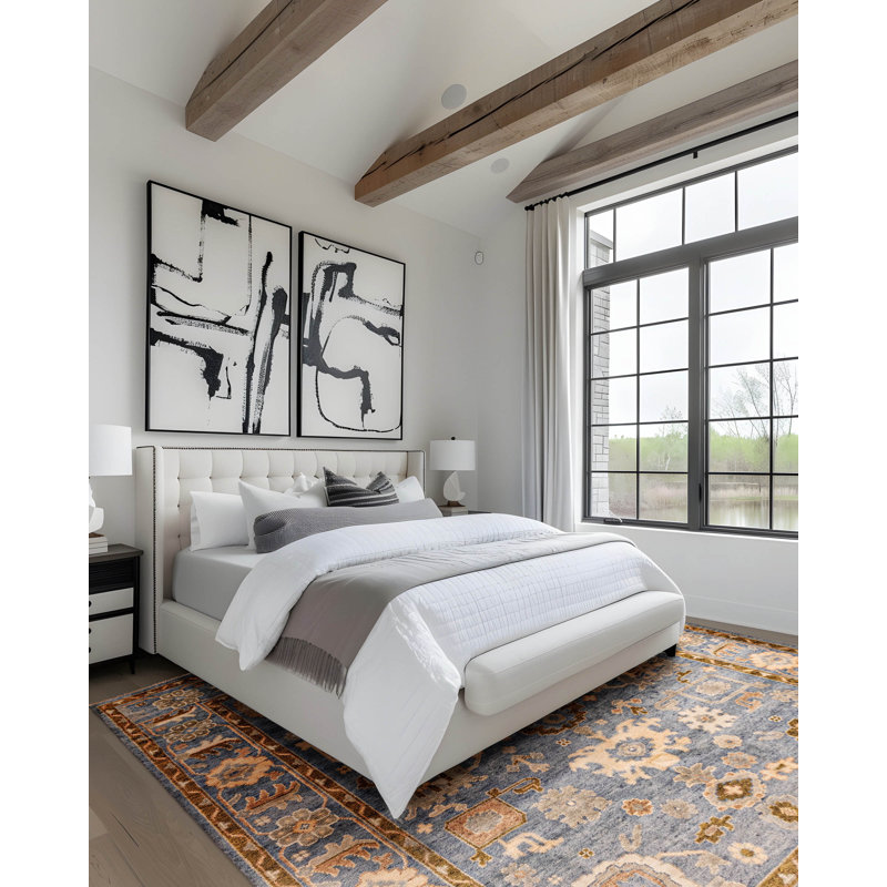 Tapis bleu moderne en denim Oushak 8 pi 0 po x 10 pi 1 po