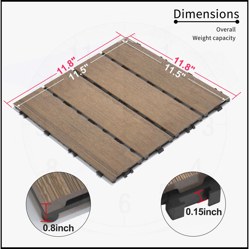 Carreaux de terrasse durables et emboîtables pour l'extérieur et l'intérieur, résistants aux intempéries et élégants., Oak