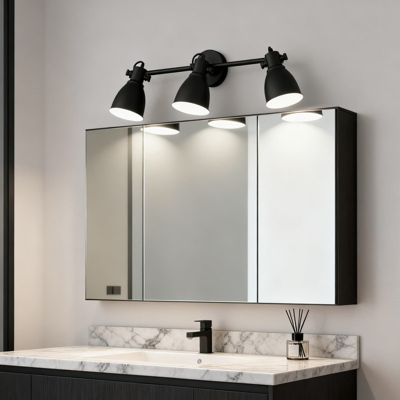 Applique murale sur rail 3 lumières industrielle, fixation murale ou plafonnier réglable avec finition noir mat pour un intérieur moderne