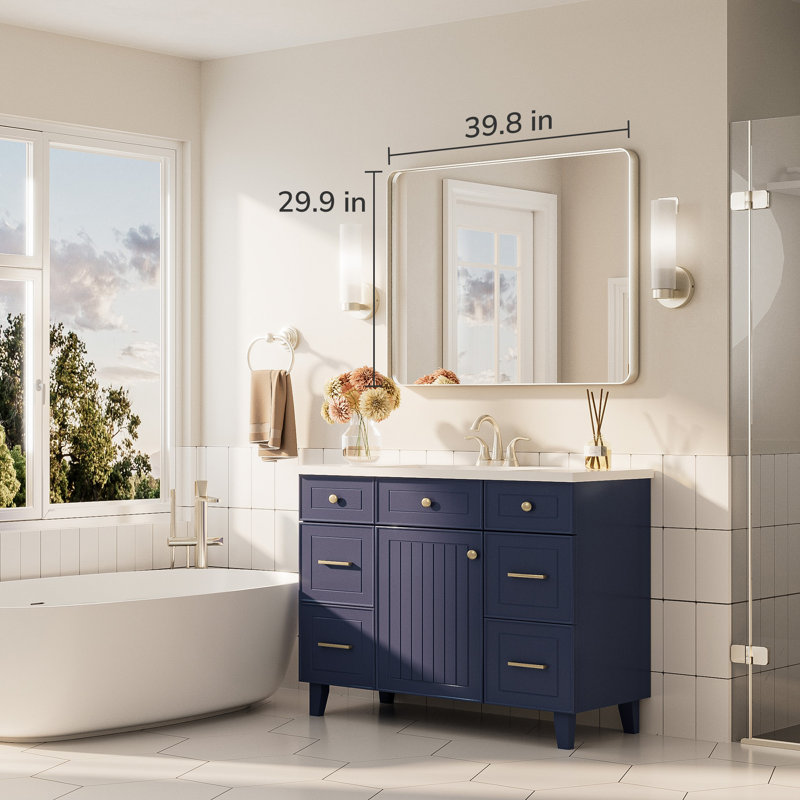 Bathroom Mirror with 1.2" Thick Aluminum Alloy Frame,Wall Mirror with Tempered Glass,Accent Mirror for Entryway,Dining Room,Bedroom