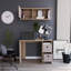 Ensemble de bureau moderne en chêne clair / taupe avec bureau et armoire murale, parfait pour les espaces de travail organisés et un rangement efficace.