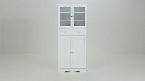 Lark Manor White Food Storage Kitchen Pantry with Glass Doors & Reviews