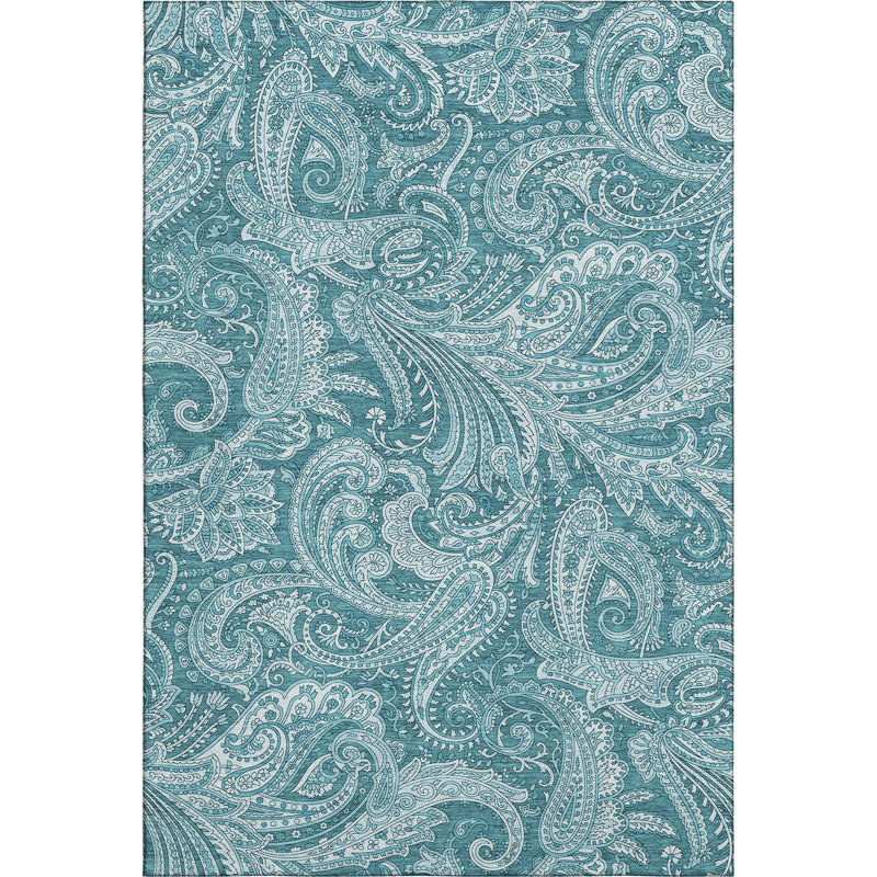 Premium Machine Washable Arnette Turquoise Rug, Rectangle 10' x 14'