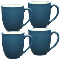 Brasserie Blue-Banded Porcelain Coffee Mugs