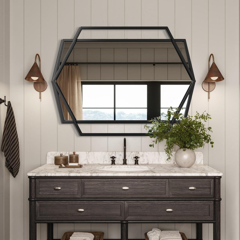 Miroir mural Hexagon, 40 po x 30 po