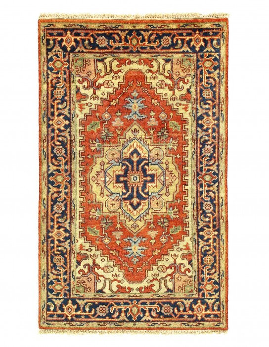 Barriner Hand Knotted Area Rug in Rust