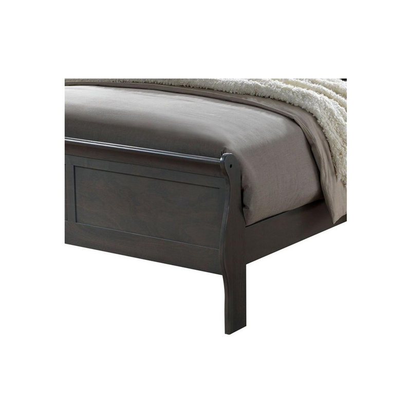 Mobilier de lit-bateau de style lit classique classique et contemporain grand lit gris Louis Phillipe, gris, Queen