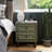 Modern Geometrical 2-Drawer Nightstand In Olive Green