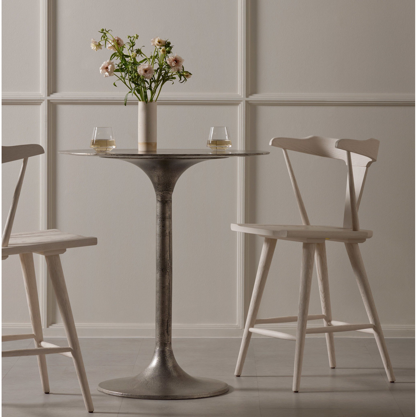 Roksana Dining Table, Raw Antique Nickel, Counter Height ( 36" Height)