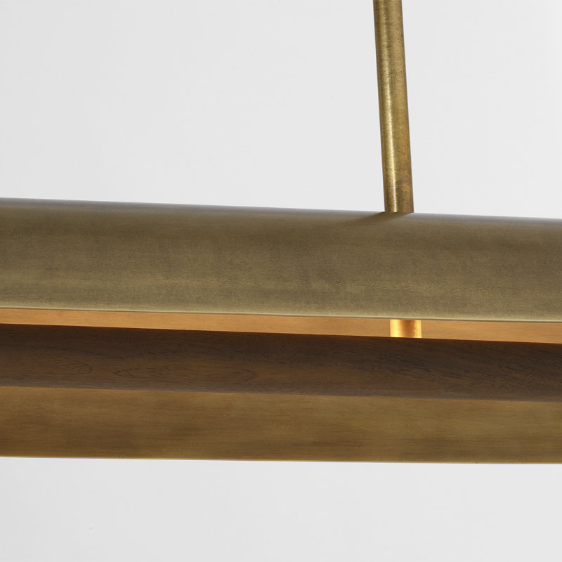Anne-Marie Barton Remi 60" Linear Pendant, Mottled Brass and Warm Walnut