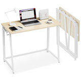 Sturdy Oak Folding Desk For Small Spaces - 31.5" Foldable Writing Computer Desk