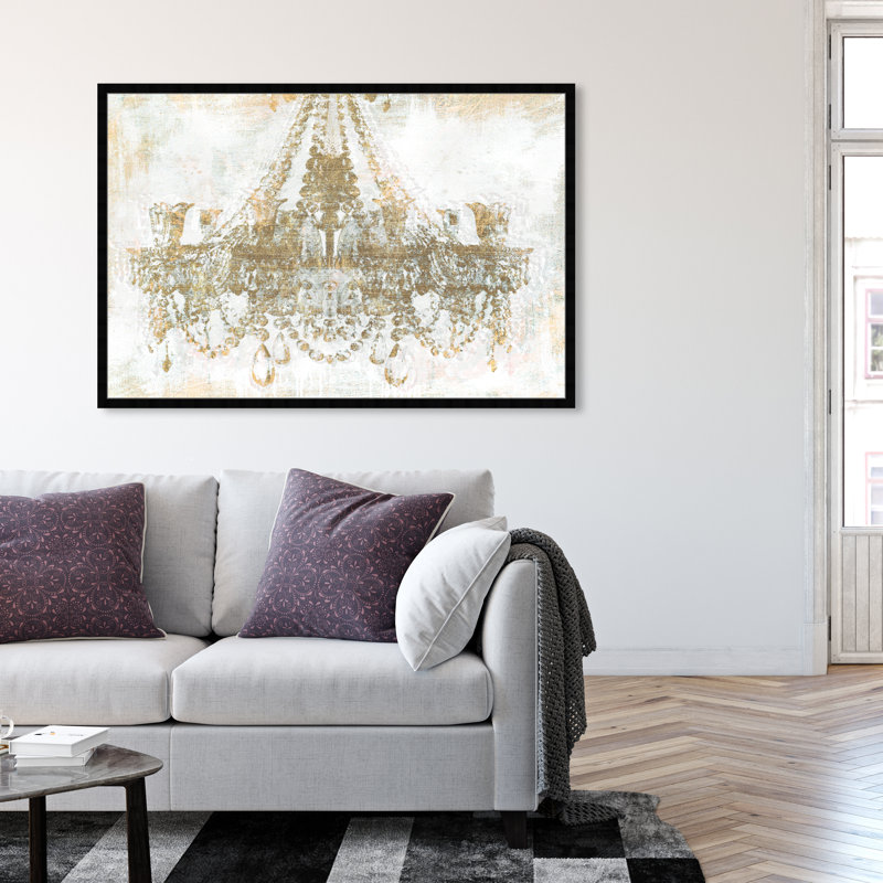 Fashion and Glam Gold Diamonds Chandelier - Cadre photo, impression sur papier, H 38 po x l 56 po, Noir