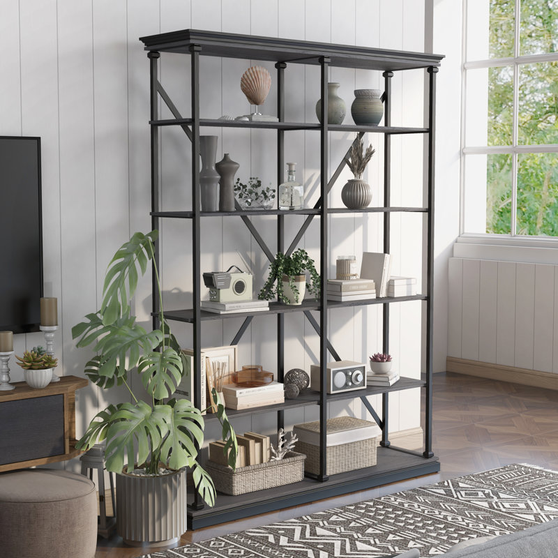Calton Etagere Bookcase, Antique Gray