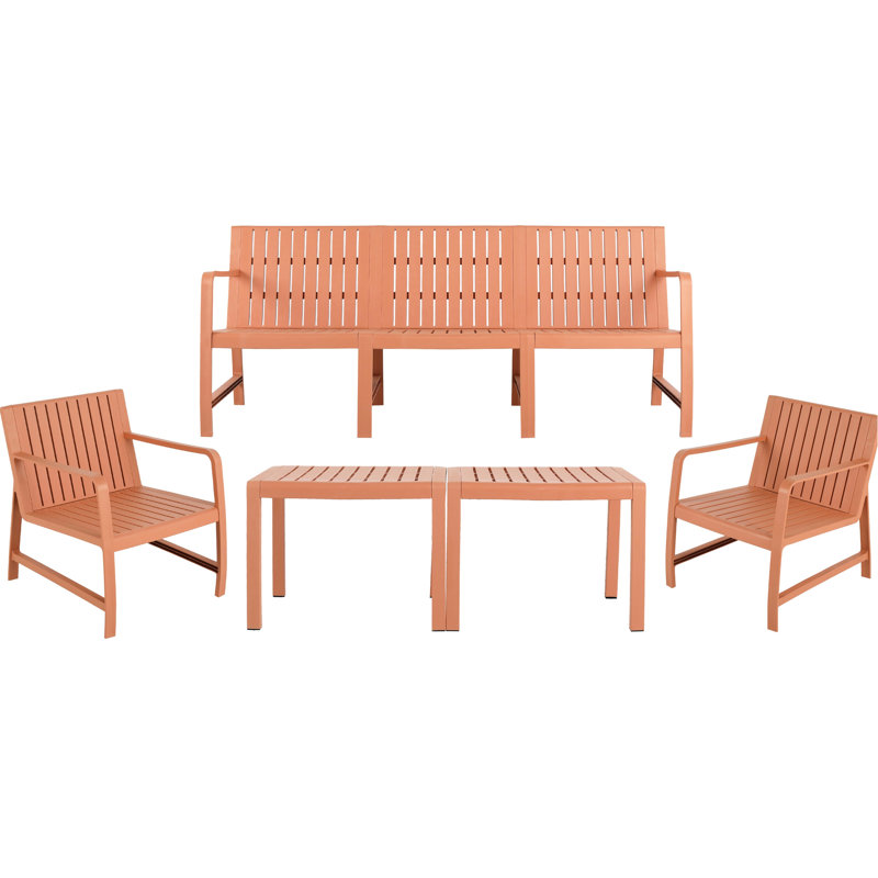 5 patio intérieur / extérieur - brun abricot 3, 2 chaises, tables basses, structure en rouille, polypropylène, imperméable, installation rapide, conception intelligente pour les petits patios du matin sur les balcons