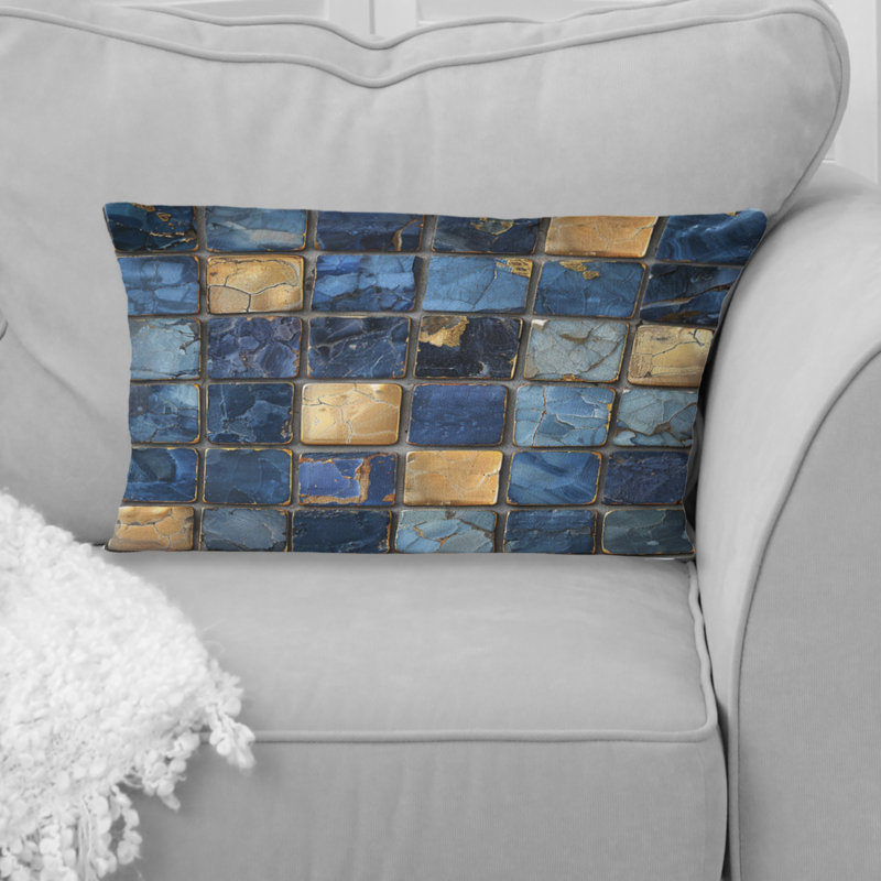Coussin lombaire bleu Mid-Century II