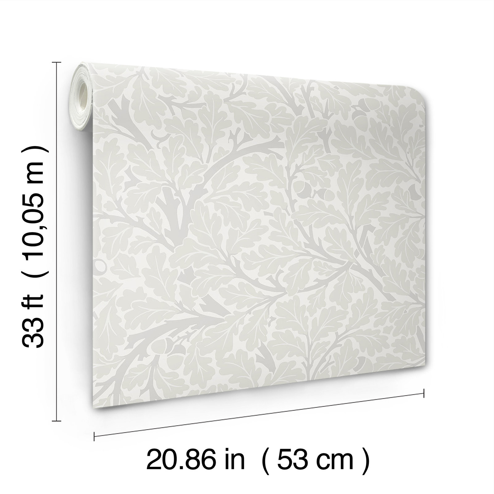 Oak Tree Modern Floral Wallpaper, Dove