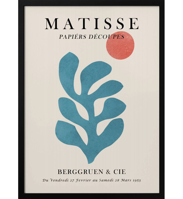 "Matisse floral", art mural texturé encadré, Noir, noir, noir, noir, H 24 po x l 18 po