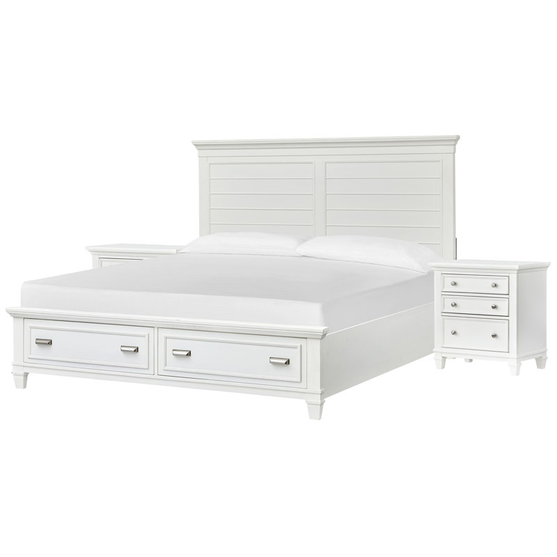 Grand lit avec panneau de rangement Monti, gris, 2 Pcs: Bed, Nightstand, Grand