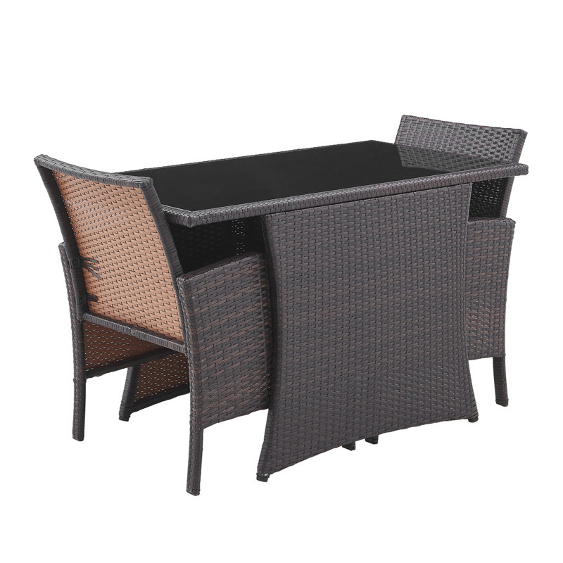 Aceson 2 - Person Patio Dining Set Rectangular Table, Brown, white and pink