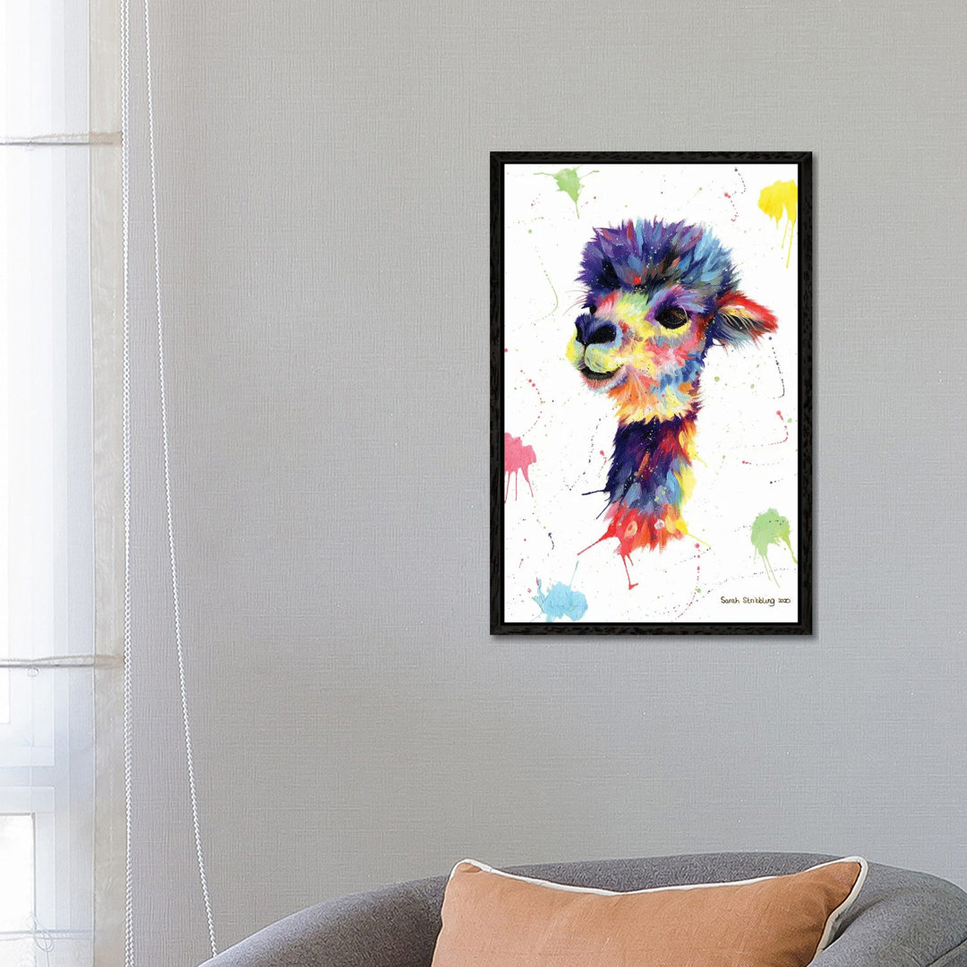 Multicolor Alpaca von Sarah Stribbling - Galerie-verpackte Leinwand Giclée auf Leinwand