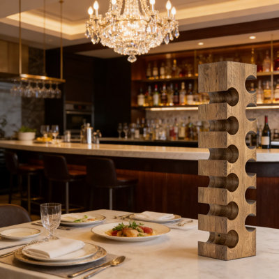 Solid Wood Wine Rack Free Standing 12-Bottle Holder, Premium Oak Wine Stand For Elegant Home Decor And Secure Storage