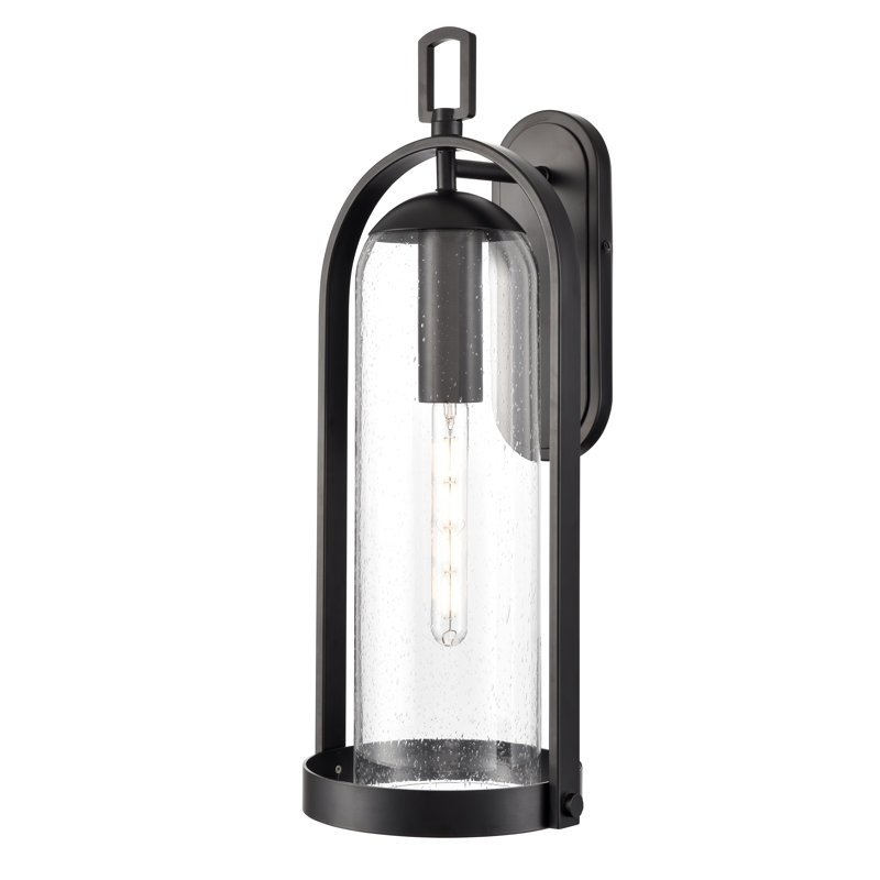 Applique murale d'extérieur 1 lumière Amberlie - Noir thermolaqué, H 24,75 po x l 10,25 po x P 10,5 po 