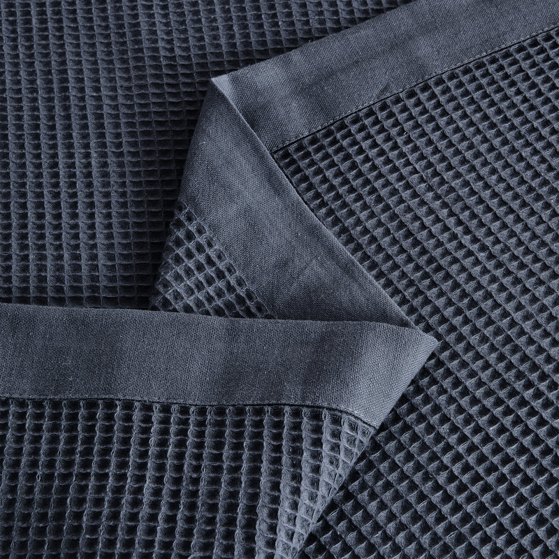 Couverture d'été 100% coton tissé gaufré léger, Grand, Bleu océan
