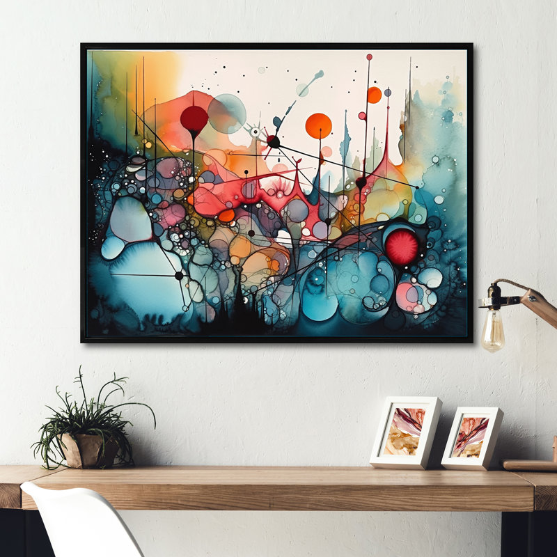 «Green and Orange Ethereal Terrains III - Abstract Landscape», impressions d'art mural, Cadre flottant noir