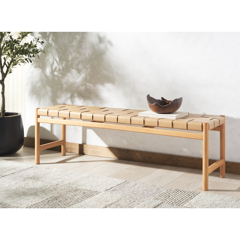 Banc en cuir Channing, Tanné, Naturel