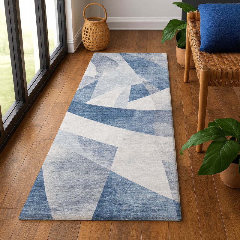 Premium Machine Washable Ashington AMF1836 Swirls Rug, Runner 2'3" x 7'6"