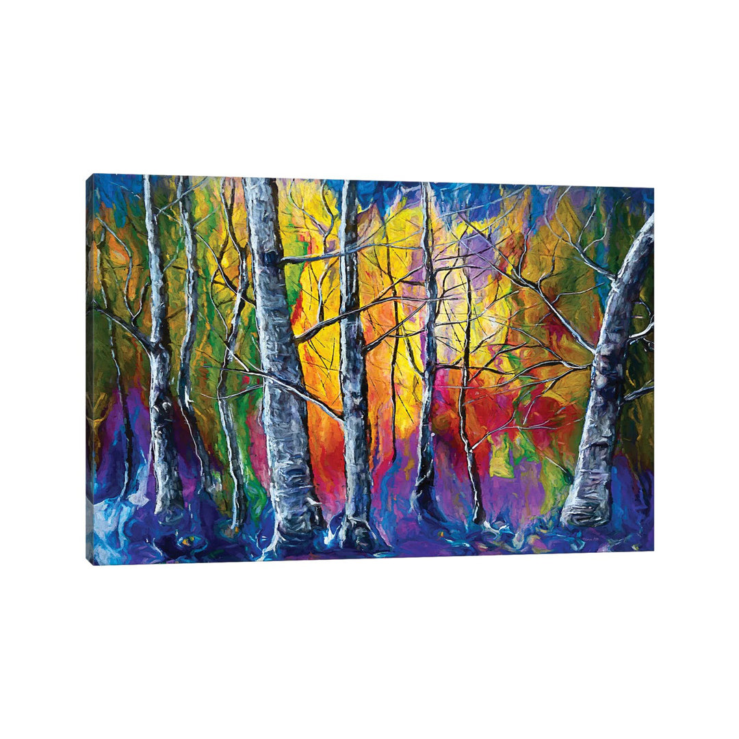 Enchanted Universe Sunset Forest - Wrapped Canvas Painting