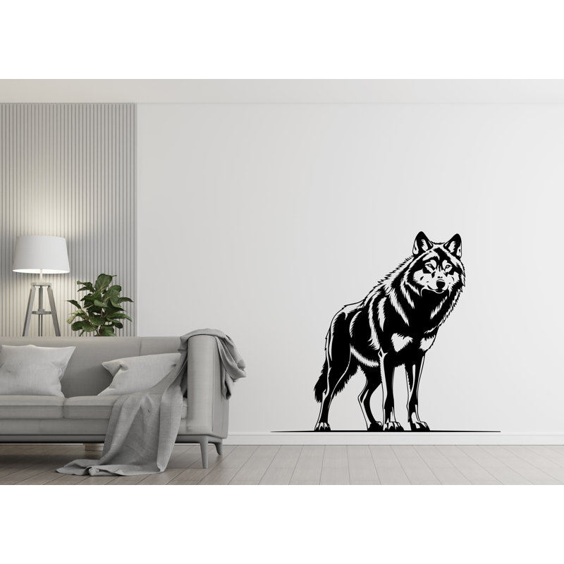 Adhésif mural loup, art mural loup, décoration murale chambre loup, Sarcelle, H 20 po x l 17 po