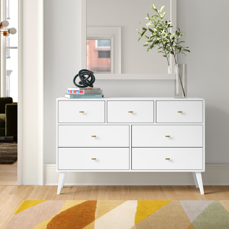 Commode 7 tiroirs l 52,5 po Breux, Blanc