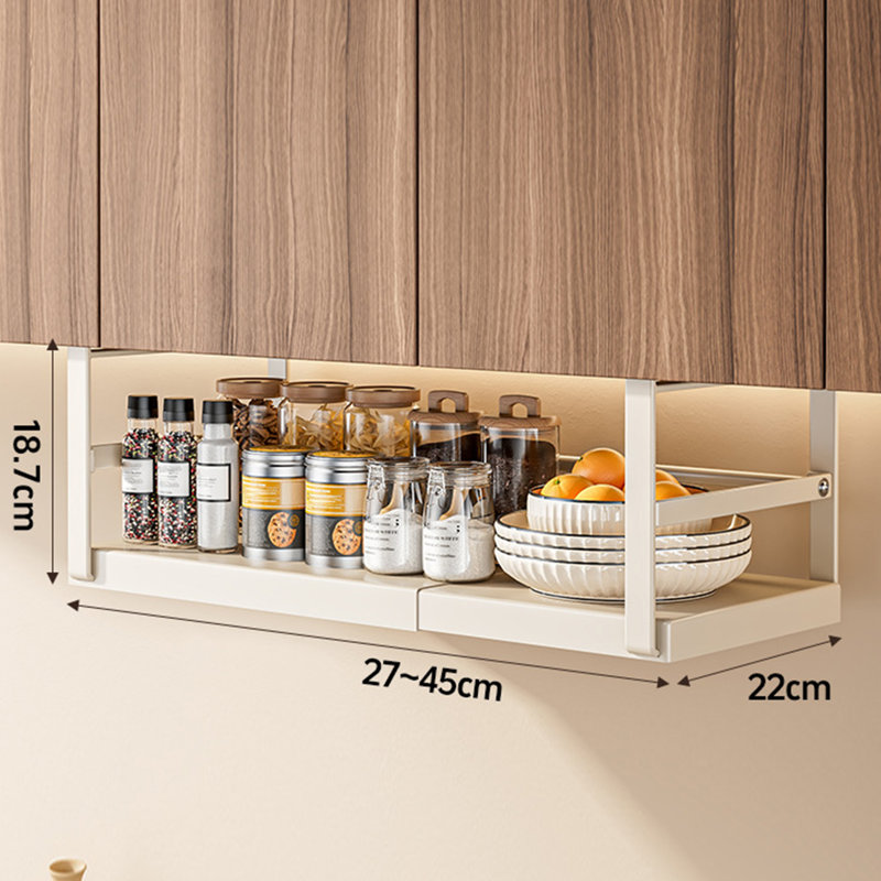 Expandable under Shelf Storage Rack Punch-free Hanging Slide-in under Shelf Cabinet Organizer, Black