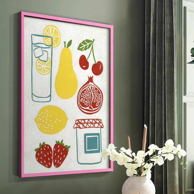 Sunday Picnic Framed Print - Solid Wood, Pink, 10" H x 8" W