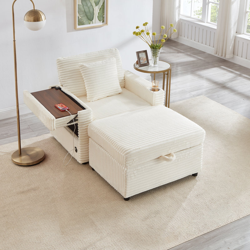 Canapé confortable moelleux en velours côtelé, Blanc